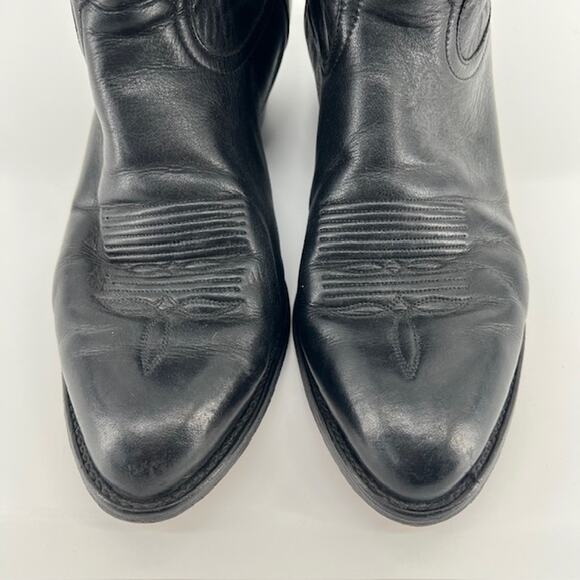 Tony Lama Black Leather Cowboy Boots Mens 9D 6156 Western Rodeo USA Made Vintage main image 6